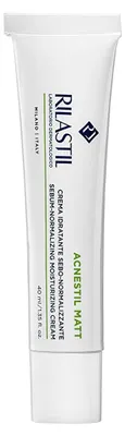 Produktbild von Rilastil Active feuchtigkeitsspendende, talgnormalisierende Mattencreme, leichte und schnell einziehende Emulsion, für empfindliche Haut, Packung mit 40 ml