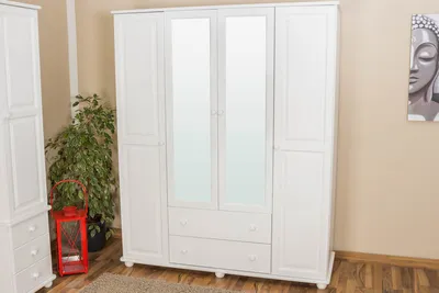 Produktbild von Echtholz Schrank, Farbe: Weiß 195x162x59 cm