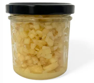 Produktbild von Hymor frischer lila Knoblauch Ajo Morado gewürfelt 3x 150g Glas I.G.P