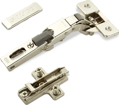 Produktbild von 2 x Salice Universalscharniere 110° Bohrbild T45 Push Open mit Negativfeder für abgerundete, überfälzte und profilierte Türen mit Kreuz-Montageplatte Höhe 3 mm Exzenterverstellung
