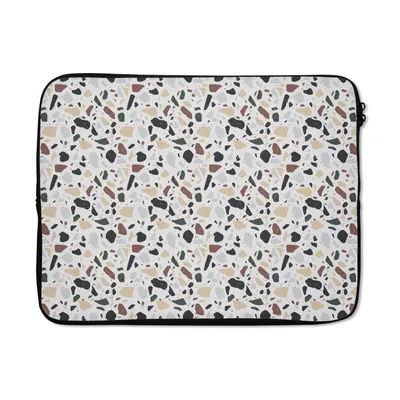 Produktbild von MuchoWow® Laptop Hülle 17 Zoll Laptoptasche Textur - Terazzo - Muster - Zipper - Schutzabdeckung
