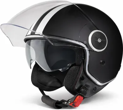 Produktbild von VINZ Arenas Jethelm mit Doppelvisier | Roller Helm mit Streifen & mit Sonnenblende | In Gr. XS-XXL | ECE 22.06  | Motorradhelm mit Visier | Viele Farben Erhältlich - Matt Schwarz | L (59 - 60 cm)