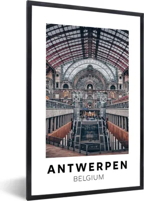 Produktbild von MuchoWow® Gerahmtes Poster Antwerpen - Belgien - Zug 60x90 cm - Poster mit Schwarzem Bilderrahmen Wandposter Rahmen Foto Bilder - Kunst