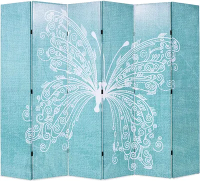 Image de Cloison de séparation pliable 228 x 170 cm Papillon Bleu