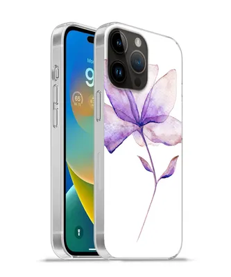 Produktbild von MuchoWow® Handyhülle Schutzhülle Hülle für Apple iPhone 14 Pro - Softcase Blumen - Aquarell - Lila Silikon Softcase Handy Hülle - Umschlag