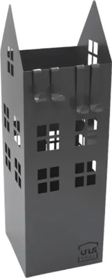 Produktbild von UNUS® Regenschirmständer Häuser Wasserauffangschale 4 Haken 16x16x49cm grau