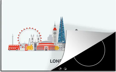 Produktbild von KitchenYeah© Herdabdeckplatte London - England - Skyline , 81x52cm, Küche Deko, Glaskeramikkochfeld Herdabdeckung, Abdeckplatte fùr Kochfeld