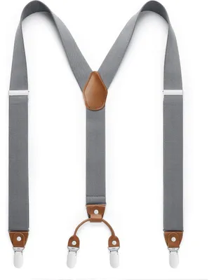 Immagine prodotto di Bretelle a forma di X, larghezza 3,5 cm, con 4 clip metalliche, elastiche, regolabili, colore grigio