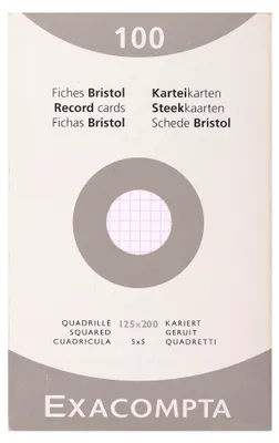 Produktbild von Exacompta Karteikarten 125x200 mm kariert Faltschachtel 100 Stück Weiß