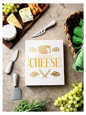 Produktbild von Käsemesser Set - 3-teiliges Edelstahl Geschenkset mit Zinken, Meißel und Herzmesser - Charcuterie-Zubehör und spülmaschinenfest