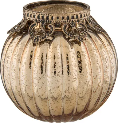 Produktbild von Clayre & Eef Teelichthalter Ø 10x10 cm Goldfarbig Glas