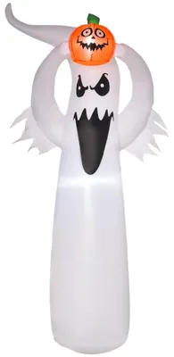 Obrázek produktu pro Halloweenské nafukovací strašidlo 1,8 m dekorace s LED bílá + oranžový polyester 80 x 40 x 180 cm