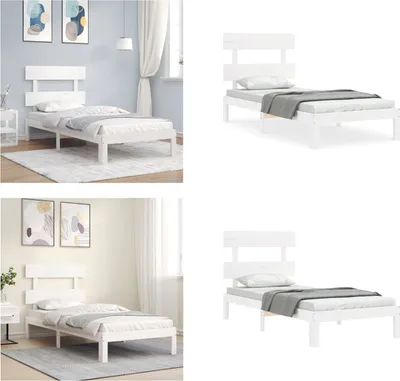Obrázek produktu pro vidaXL Postel z masivu s čelem bílá 90x200 cm - Rám postele - Rámy postelí - Postelový rám - Postel