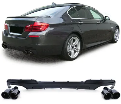 Für BMW F10 F11 535 10-17 mit M-Paket Heckdiffusor Stoßstange + Endrohre Schwarz in der Farbe Schwarz von Carparts-Online GmbH