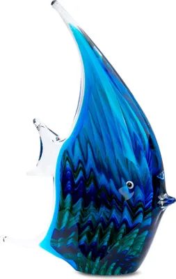 Produktbild von levandeo Glas Skulptur BxHxT 16x21x4cm Glasfigur Fisch Glaskunst Blau Maritim