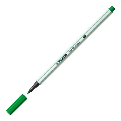 Obrázok produktu pre Prémiové plstené pero so štetcovým hrotom na premenlivú šírku čiary - STABILO Pen 68 brush - jedno pero - smaragdovo zelené