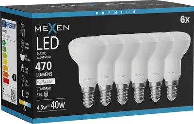 Produktbild von Mexen Nova 6x LED-Lampe E14, R50, 4,5W, Neutral - 4000K, 470 lm - L103-E14-0540-01x06