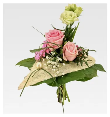 Produktbild von Blumenstrauß -Valentin- Blumenversand zum Wunschtermin - Rosen, Gerbera und Eustoma mit reichlich Beiwerk