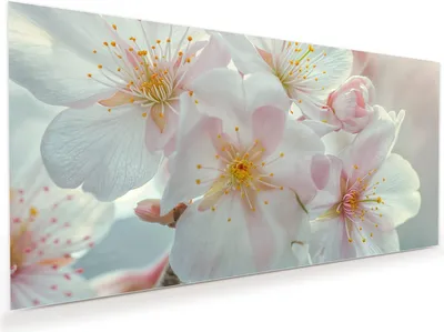 Produktbild von Glasbild 60x30cm in XXL für Wohnzimmer, Schlafzimmer Motiv Kirschblüten Zauber