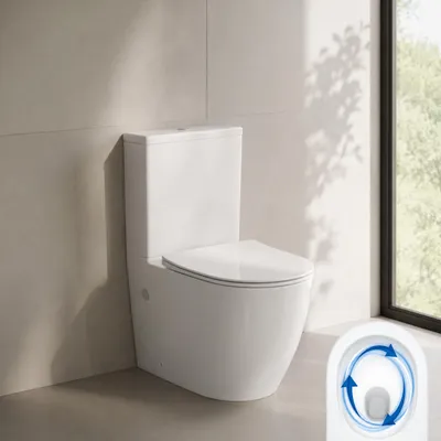 Produktbild von AQUA for you | Stand-WC - Lavita Runson - Rimless-WC - Weiß - mit Spülkasten, Softclose-Sitz, Wirbelspülung, Toilette
