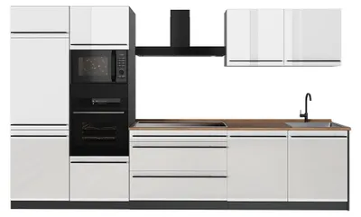 Imagen del producto de Mueble de cocina Vicco R-Line Blanco alto brillo/Antracita 340 cm encimera Roble dorado, Model 66566
