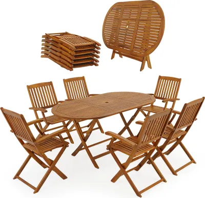 Image de CASARIA Table De Jardin Exterieur Avec Chaises 6 Personnes