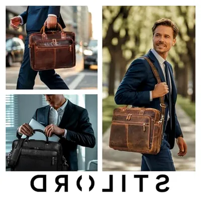 Produktbild von "Jerome Aktentasche Leder Herren Schwarz Businesstasche mit Laptopfach 15,6 Zoll Laptoptasche Echtleder Arbeitstasche Männer Bürotasche Ledertasche Lehrertasche