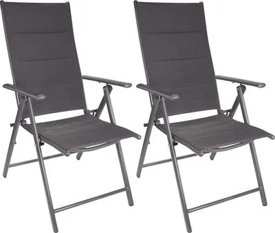 Image de Chaises de jardin en métal, lot de 2, assise haute, gris, réglables sur 7 positions, résistantes aux intempéries
