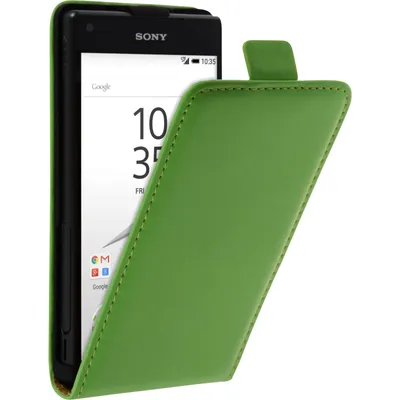 Produktbild von PhoneNatic Kunst-Lederhülle kompatibel mit Sony Xperia Z5 Compact - Flip-Case grün + 2 Schutzfolien