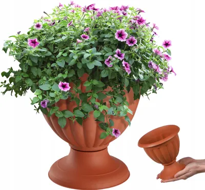 Produktbild von KADAX Blumentopf "Suba", Blumenschale aus Kunststoff, runder Pflanzpokal, Pflanzgefäß, 29 cm, Terrakotta