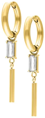 Produktbild von Wildcat Ohrringe - Little Square Crystal Hoops - Gold, Kristallklar - Chirurgenstahl 316L - wasserfest, langlebig, hautverträglich, Gold-Kristallklar