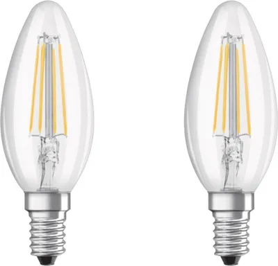 Produktbild von 2 x Osram LED Filament Leuchtmittel Kerzen 4W = 40W E14 klar 470lm warmweiß 2700K