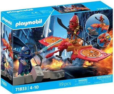 Image de PLAYMOBIL 71833 Super-héros et son drone contre un ninja, univers miniature, 39 pièces, dès 4 ans