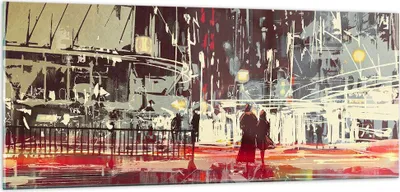 Produktbild von Bilder auf glas - Stadt Straße Nacht - 100x40cm - Glasbilder - Wandbilder - Kunstdruck - zum Aufhängen bereit - Wanddekoration aus Glas - Glas Bilder - Wandbild auf Glas - Einteilig - GAB100x40-3780