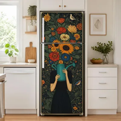 Türfolie 2er-Set 41,5x200 cm, Vintage Blumenmuster, selbstklebend