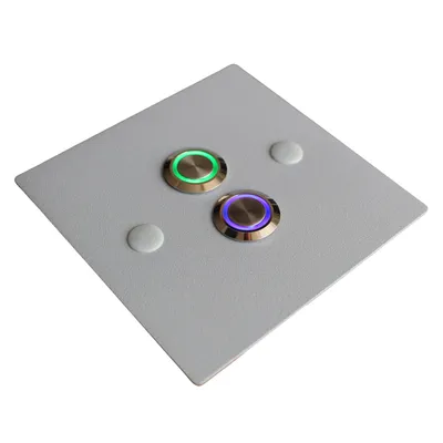 Obrázek produktu pro Tlačítko s dvojitým zvonkem pro domofon, výstupy, vstupy, branky, vrata, dveře, ocel, LED, 9/12/24/230 V, 10 × 10 cm, čtvercové, šedé