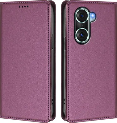 Image de Étui en cuir pour Honor 60 Pro, étui à rabat magnétique en cuirPolyuréthaneavec support, violet