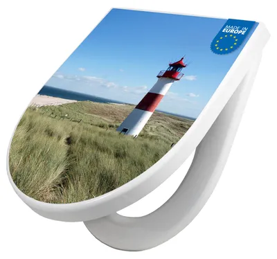 Produktbild von WC Sitz mit Absenkautomatik D Form Motiv Leuchtturm [TDW3 10082]