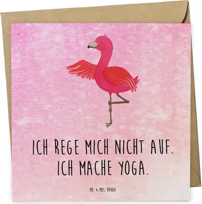 Produktbild von Mr. & Mrs. Panda Grußkarte Flamingo Yoga - Aquarell Pink - Geschenk, Meditieren, Klappkarte, Rosa, faltkarte, anlasskarte, Yogi, Achtsamkeit, Namaste, Glückwunschkarte