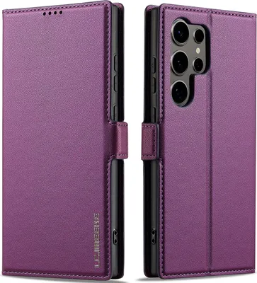 Image de Etui magnétique en cuir pour Samsung Galaxy S25 Ultra, avec fente pour cartes et fonction stand Violet
