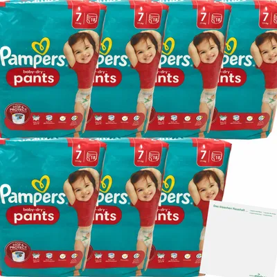 Produktbild von Pampers Baby Dry pants Gr.7 Extra Large 17+kg 7er Pack (7x18 St) 126 Windeln + usy Block