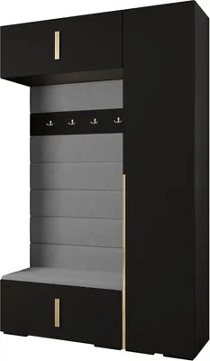 Produktbild von MEBLE KRYSPOL Inova 1 Möbelset Garderobe, 236,7x150x47cm - Schwarz, Manila 16, Gold