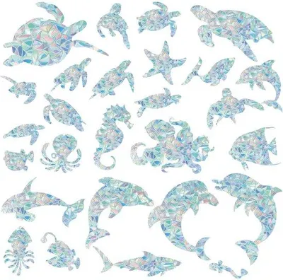Image de Film décoratif pour fenêtre avec des tortues, un arc-en-ciel et un prisme, autocollant, décoration