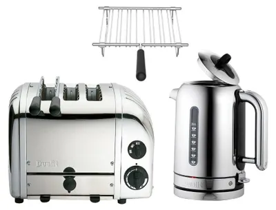 Produktbild von Dualit Frühstücksset inkl. 3er Toaster + 1,7 L Wasserkocher und Brötchenaufsatz