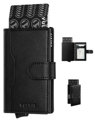 Imagen del producto de Billetera delgada para hombres con protección RFID y soporte para tarjetas emergente