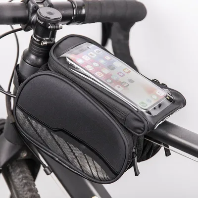 Produktbild von Wasserdichte Fahrradrahmentasche mit herausnehmbarer Handytasche schwarz