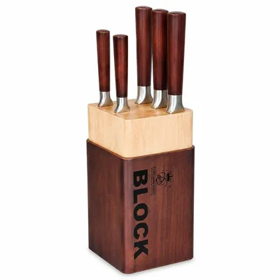 Image de Ensemble de couteaux 6 pièces – Bloc à couteaux – Couteaux de cuisine – Acier inoxydable – Bordeaux – Royal Swiss