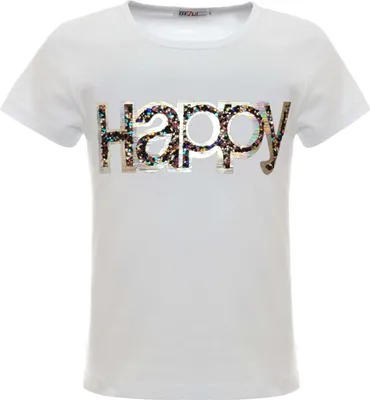 Produktbild von BEZLIT Mädchen Sommer Shirt mit Glitzersteinchen im HAPPY-Schriftzug Weiß 116
