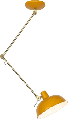Produktbild von QAZQA - Retro Retro-Deckenleuchte I Deckenlampe I Lampe I Leuchte Gelb mit Bronze - Milou I Wohnzimmer I Schlafzimmer - Stahl Länglich - LED geeignet E27
