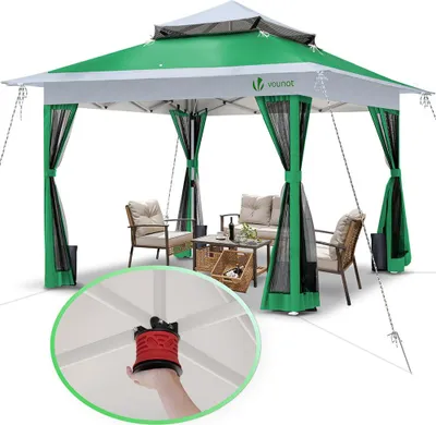 Produktbild von VOUNOT® Pavillon Faltbar 3.6x3.6m, Pop Up Faltpavillon Gartenzelt Partyzelt Gartenpavillon, Grün